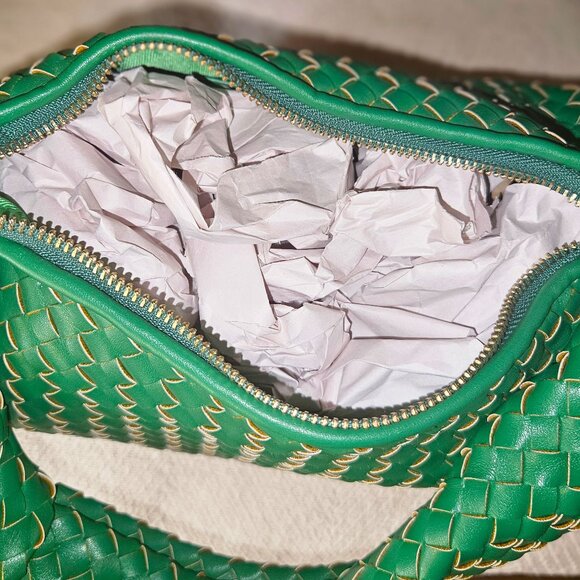 NWT intrecciato Melie Bianco Brigitte emerald green knotted vegan hobo bag - Picture 11 of 13